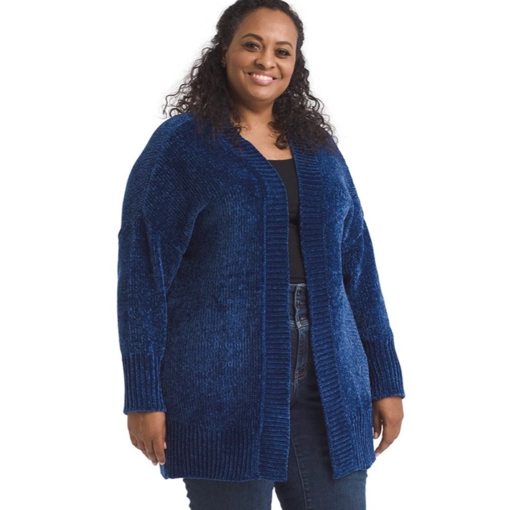 ModCloth 2X- Blue Chenille Cardigan